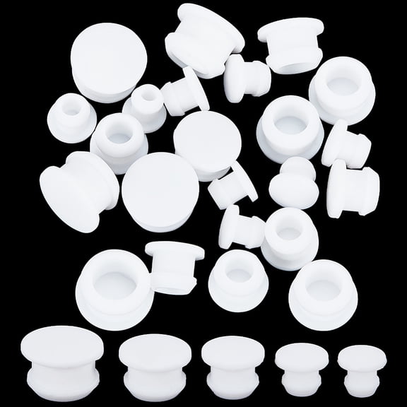 30Pcs 5 Style Silicone Bottle Seal Plug Reusable Replacement Bottle Stopper White 10~17x9~10.5mm Pin: 6~13mm 6pcs/style