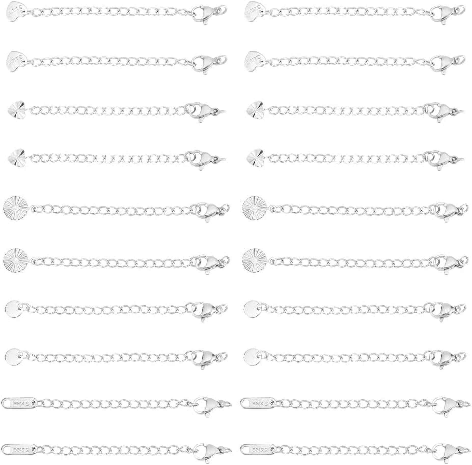 30Pcs 5 Styles 4 Sizes Chain Extender 304 Stainless Steel Extension ...