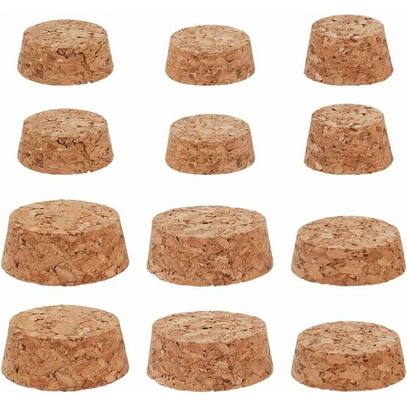 30Pcs 6 Styles Wooden Cork Bottle Stoppers Tapered Cork Plugs Replacement Natural Soft Small Craft Wine Bottle Corks Lids for Wine Beer Bottle Glass Bottles Mason Jars 1" to 1.5" for DIY