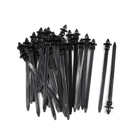 30Pcs 8mm x 175mm Plastic Push Mount Loop Cable Ties Zip Wire Fastener Black