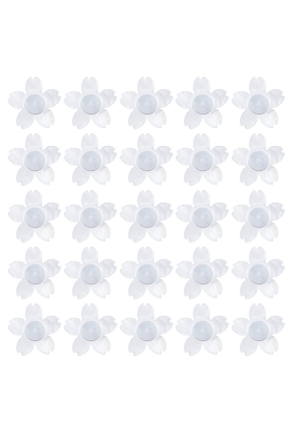 30Pcs Acrylic Ear Nuts with Silicone Findings Flower White 11.5x12x2~4.5mm Hole: 0.7mm DIY