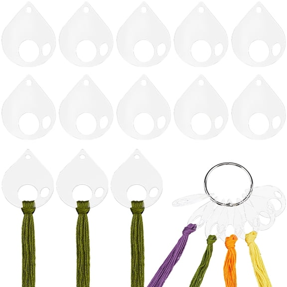 30Pcs Acrylic Floss Drops Thread Clear Stitch Embroidery Bobbins 2x1.7 Inch Square Floss Thread Organizer Holder Sewing Board