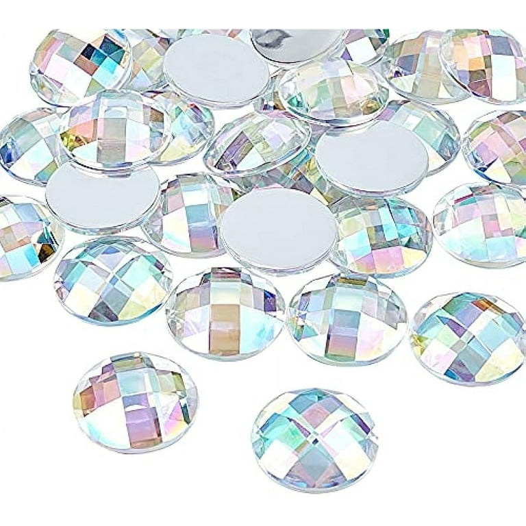 30Pcs Acrylic Rhinestones Flatback 20mm AB Color Round Craft Gems Jewels  for DIY Crafts 