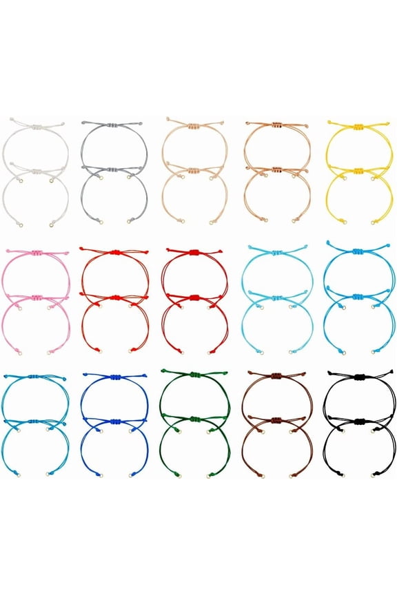 30Pcs Adjustable Bracelets 15 Colors Waxed Polyester Bracelet Cord 11.8Inch Half Finished Rope Bracelet Twisted Cord Friendship Bracelets