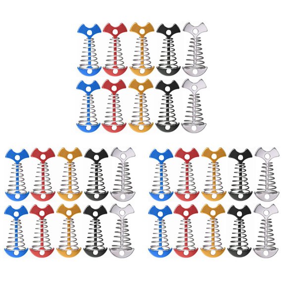 30Pcs Adjustable Plank Floor Spring Anchor Tent Pegs Buckle Outdoor Awning Deck Fixed Nails Camping Tent Hooks