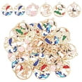 thumbnail image 1 of 30Pcs Alloy Enamel Charms Floral Hollow Alloy Enamel Pendants Light Gold Frame with Fish Bird Flower Rabbit Enamel Charms Pendants, 1 of 6