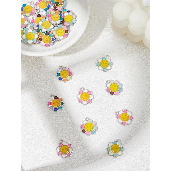 30Pcs Alloy Pendants Mixed Color Enamel Charms Pendants Decoration for Necklace Bracelet Earrings Keychain DIY Craft Jewelry Making Mixed Color