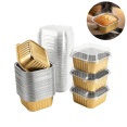 thumbnail image 1 of 30Pcs Aluminum Foil Baking Cups, Disposable Dessert Containers, Square Foil Bake Pans with Clear Plastic Lids, Gold, 1 of 5