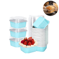 thumbnail image 1 of 30Pcs Aluminum Foil Baking Cups, Disposable Dessert Containers, Square Foil Bake Pans with Clear Plastic Lids, Light Blue, 1 of 5