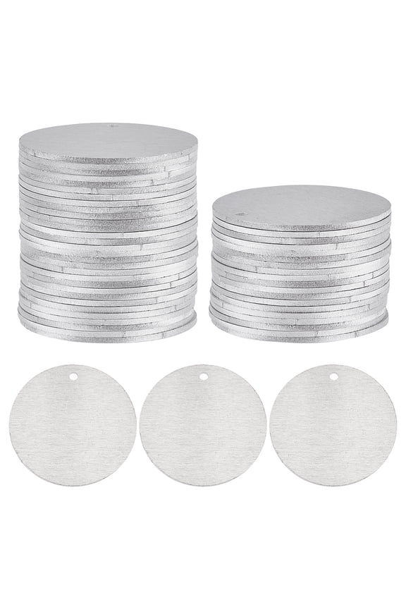 30Pcs Aluminum Pendants Flat Round Platinum 30x1mm Hole: 1.8mm diy