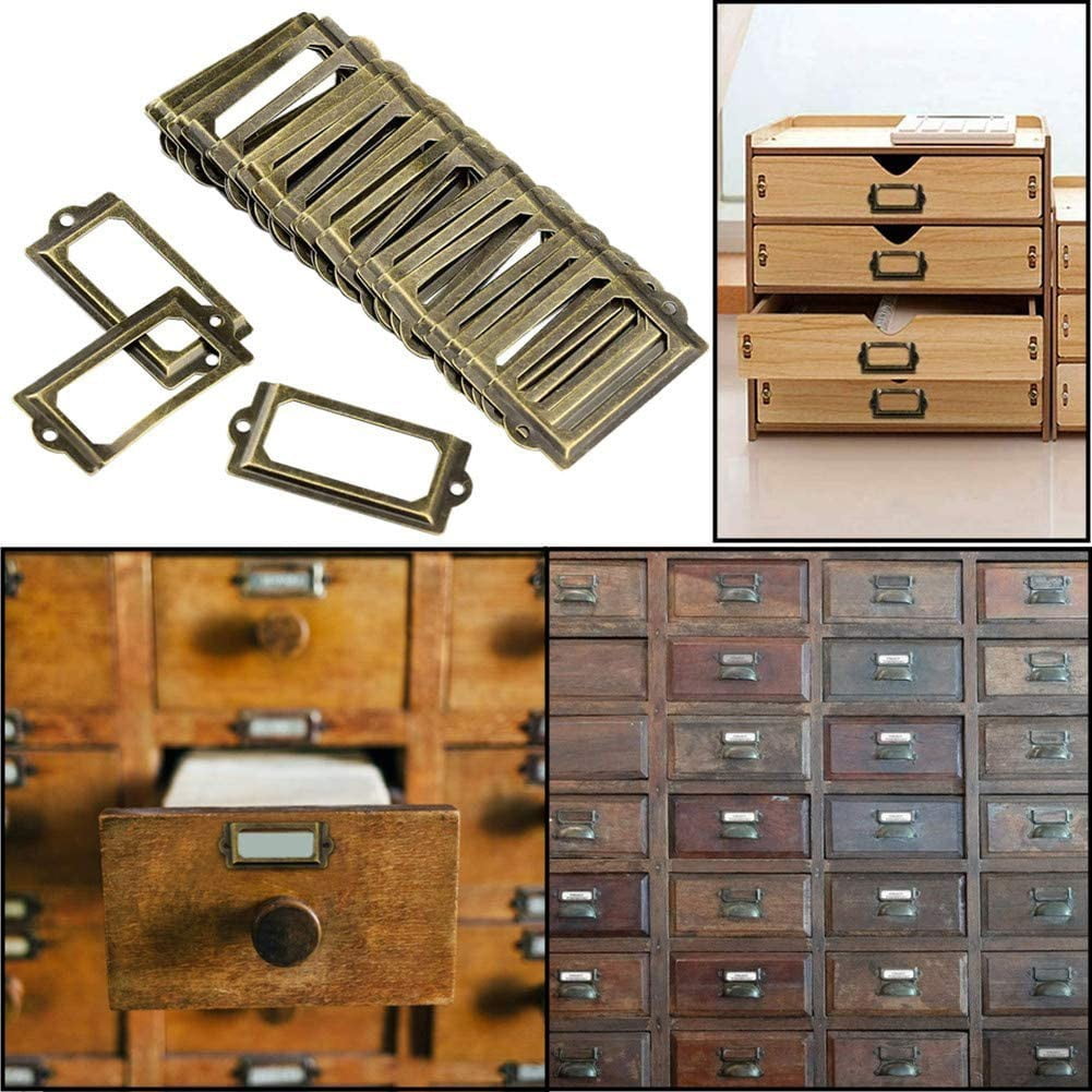 30Pcs Antique Bronze Drawer Tag Labels for Cabinets, Organizers, and ...