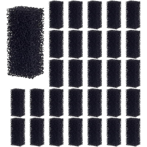 30Pcs Aquarium Bio Sponge Filter Media Pad 2.8x1.2 Inch Filter Foam Sponge Pads Black Aquarium Dual Filtration Pad Replacement