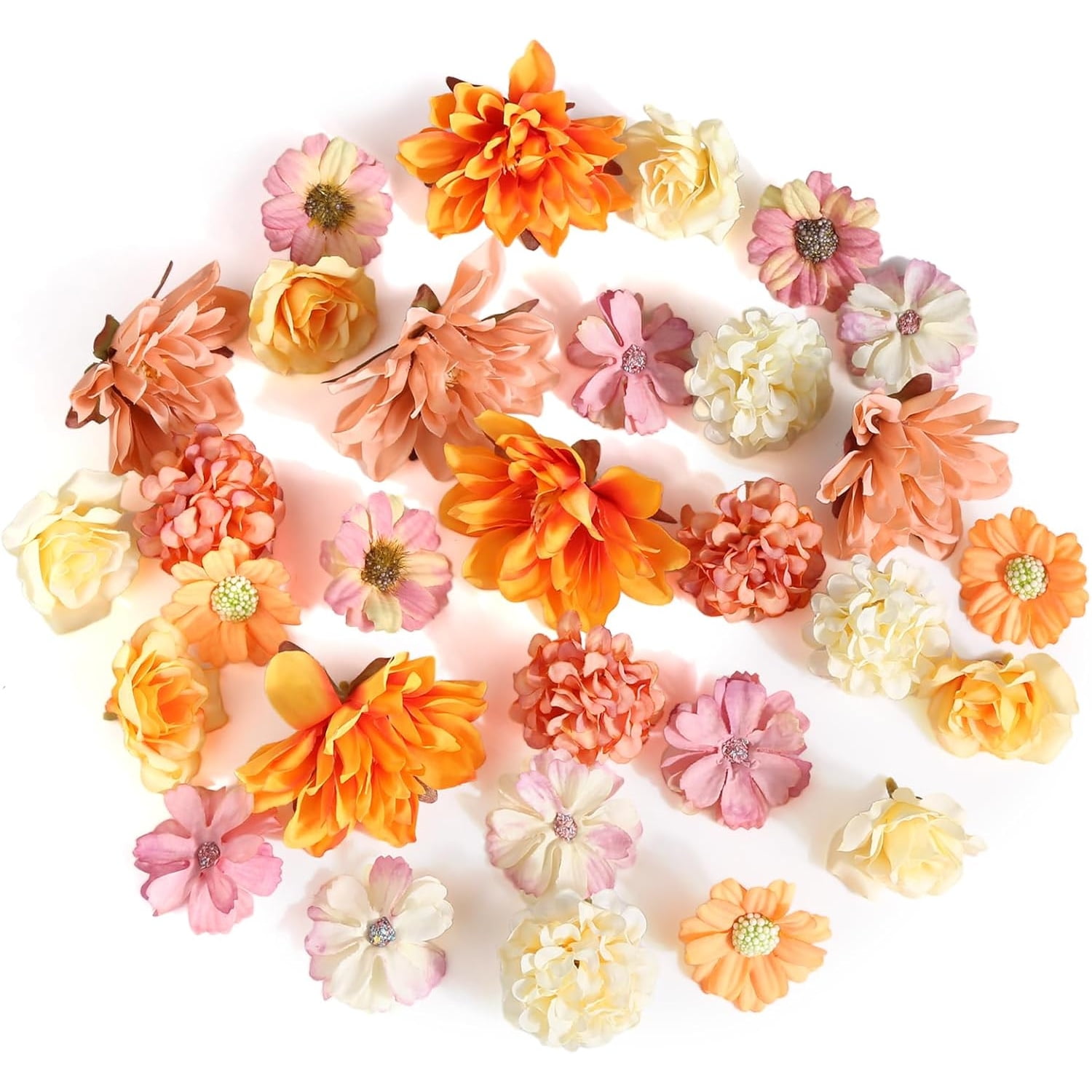 30Pcs Artificial Flowers for Crafts, orange Small Artificial Flowers ...