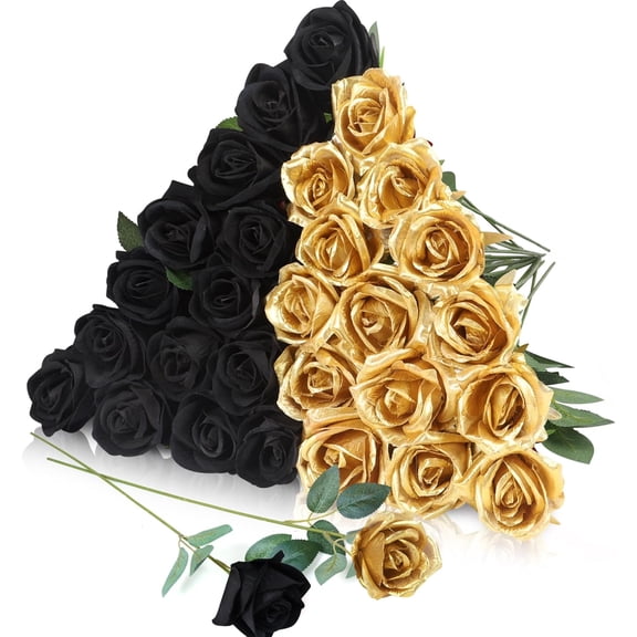 30Pcs Artificial Flowers with Long Stem, Fake Silk Rose Bouquet Bulk Realistic Single Stem Flowers for DIY Wedding Arrangement Party Centerpieces Home Decoration