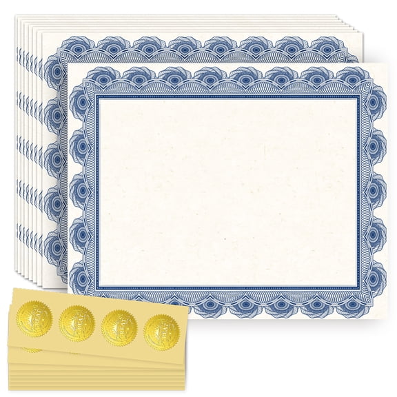 30Pcs Award Certificate Holders with 8 Sheets Self Adhesive Gold Foil Embossed Stickers Rectangle Flower 200x250mm