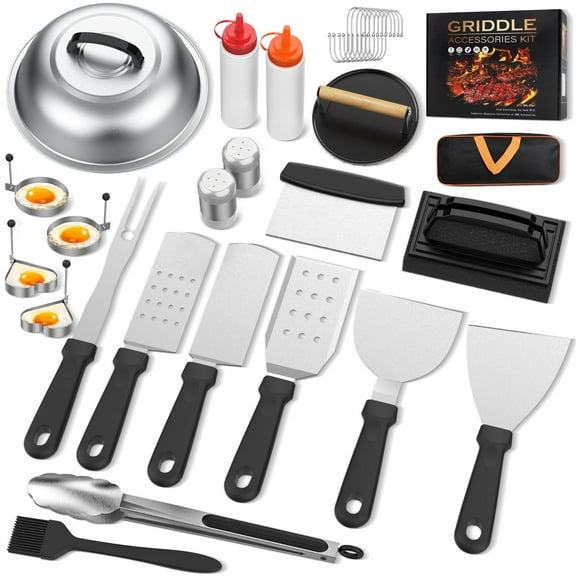 30Pcs BBQ Grill Accessories Kit,BBQ Tool Set for Blackstone and Camp Chef, Stainless Steel Barbecue Utensils Cleaning Brush,Shovel Fork BBQ Accessories With Storage Bag for Camping Birthday Party