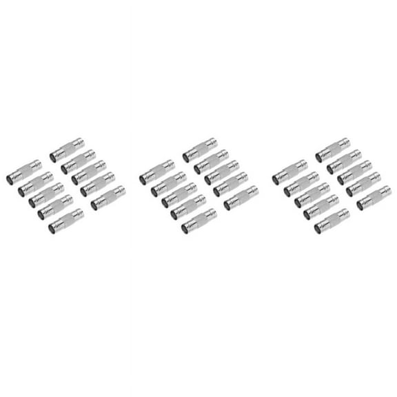 30Pcs BNC Female to BNC Female CCTV Security Camera Adapter Straight Connector for CCTV System Silver