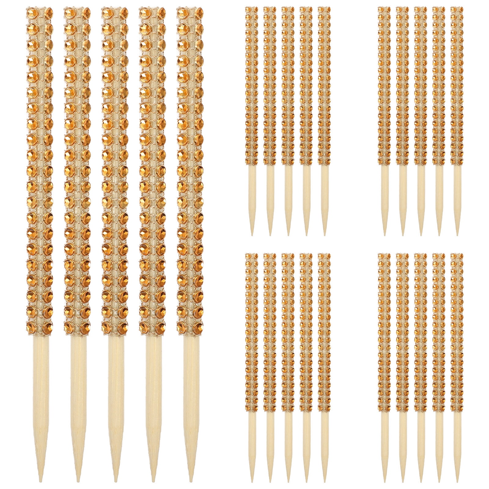 SEWOART Glitter Bling Candy Sticks Khaki Bamboo 30Pcs