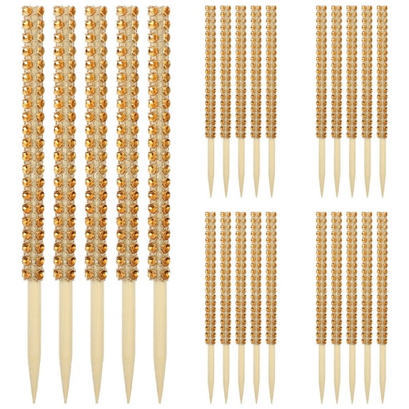 SEWOART Glitter Bling Candy Sticks Khaki Bamboo 30Pcs