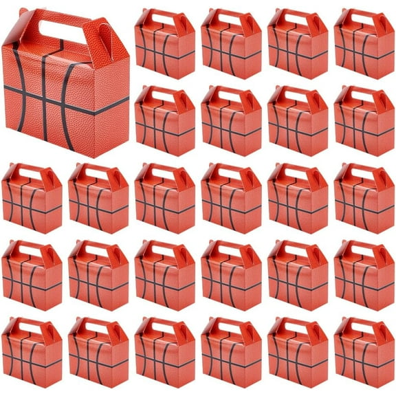 30Pcs Basketball Goody Box with Handles Basketball Party Favor Bags Basketball Party Favors Treat Boxes Party Treat Boxes Basketball Party Supplies