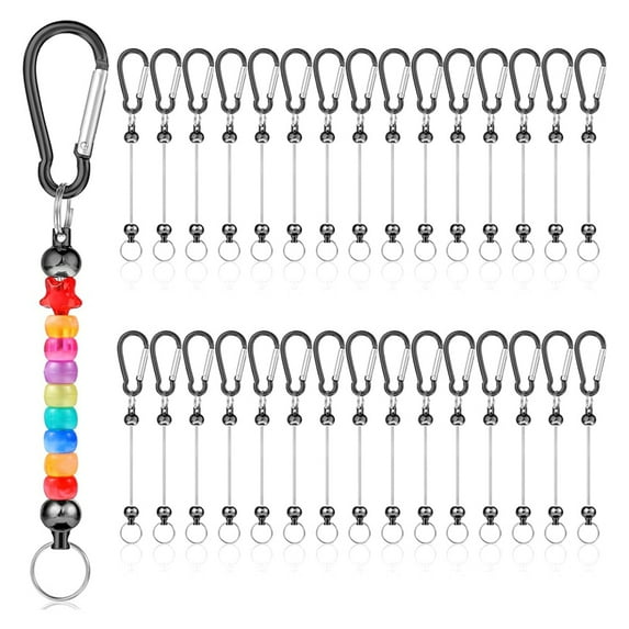 30Pcs Beadable Keychain Bars Sliver Bulk Blank Beadable Keychains Cute Metal Keychains Bar DIY Keychain Supplies A