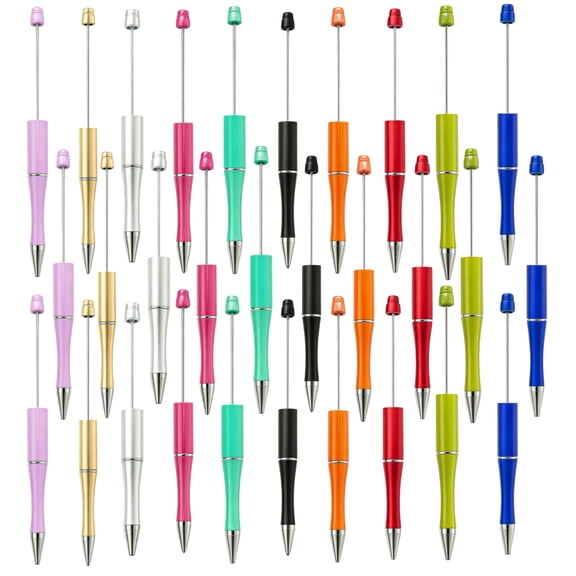 30Pcs Beadable Pens Bulk, DIY Teacher Student Pens with Black Ink for Graduation Gift, Office Supplies
