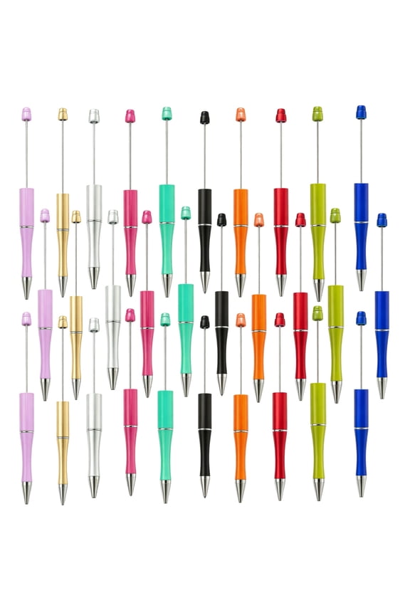 30Pcs Beadable Pens Bulk, DIY Teacher Student Pens with Black Ink for Graduation Gift, Office Supplies