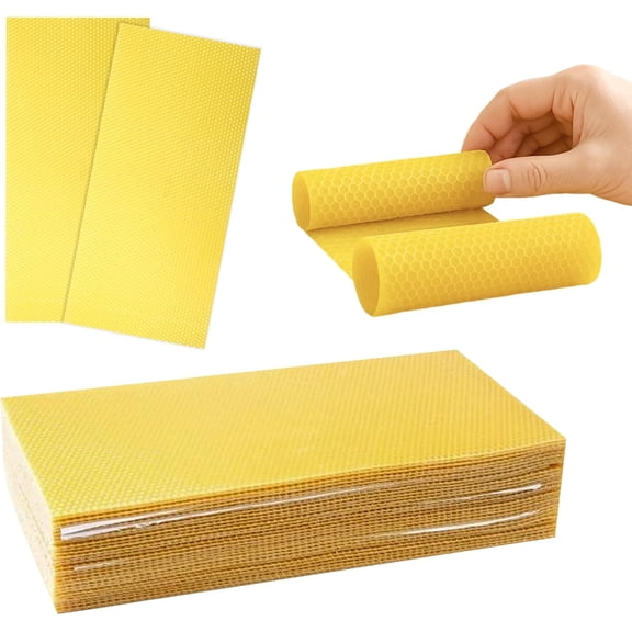30Pcs Beeswax Sheets, Premium Natural Foundation for Beekeeping & Candle Making, Easy to Use Beehive Wax Sheets for Honeycomb Frames, DIY Craft Supplies, 7.7x16.3 Inch