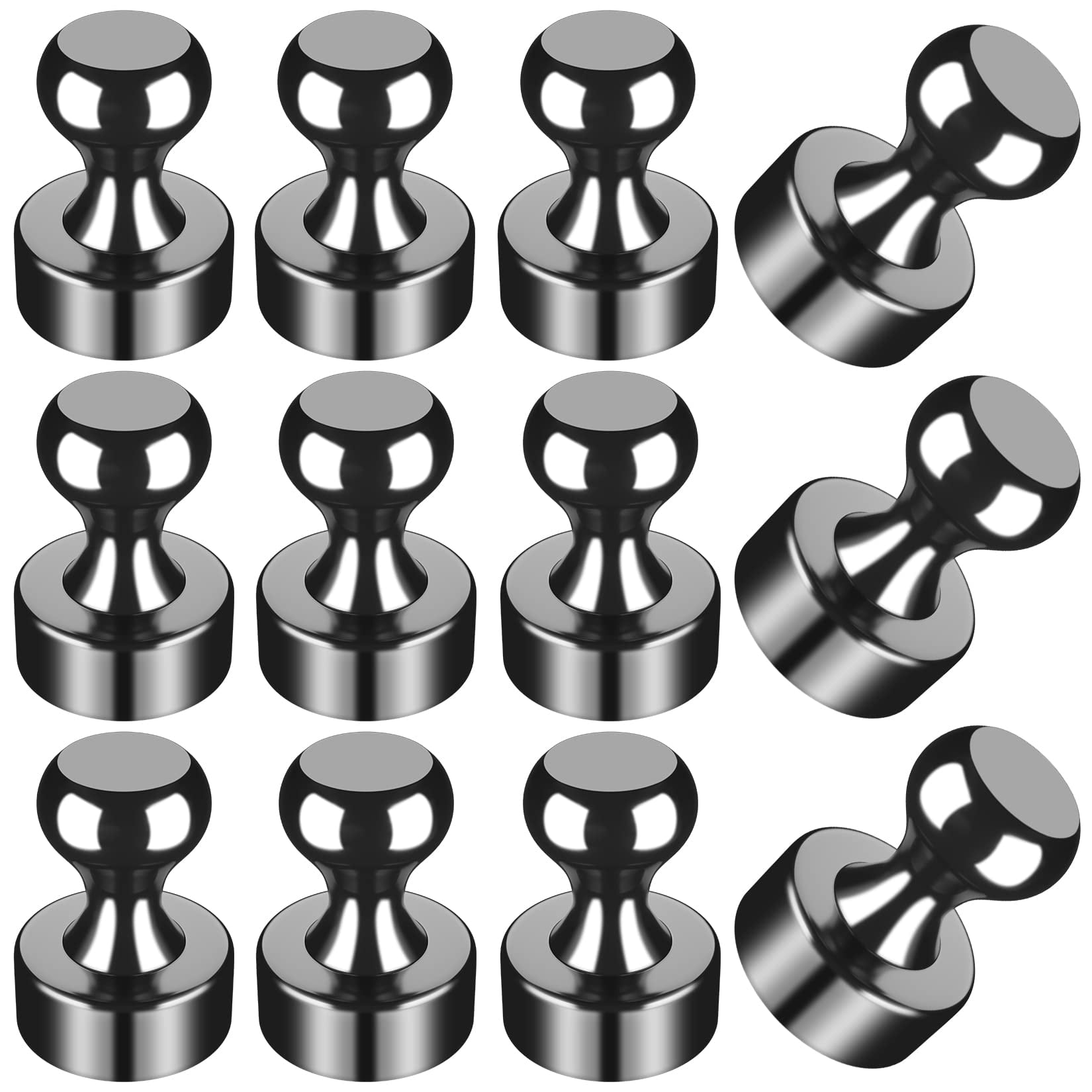 30Pcs Black Fridge Magnets, Small and Strong Magnets for Whiteboard, Office, Classroom, Map, Kitchen Accessories, Office Accessories, Locker Accessories