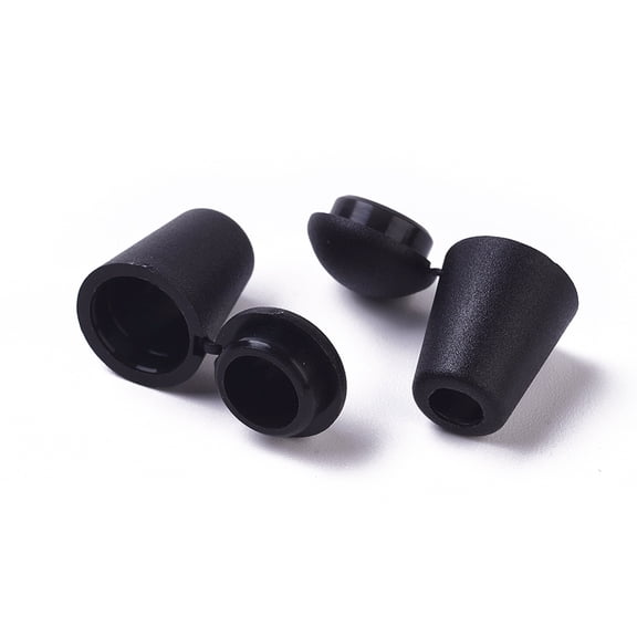 30Pcs Black Plastic Detachable Bell Stopper Cord Ends 18x12mm Lock Rope Fasteners Toggle Clip with Locking Lid Cap
