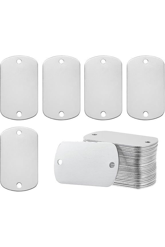 30Pcs Blank Aluminum Connector Charms Oval For DIY Dog Tags Platinum 50x29x1mm Hole: 3.2mm