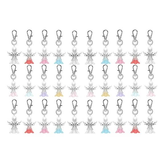 30Pcs Blessing Angel Keychains for Wedding Baby Showers Beads Wing Pendant