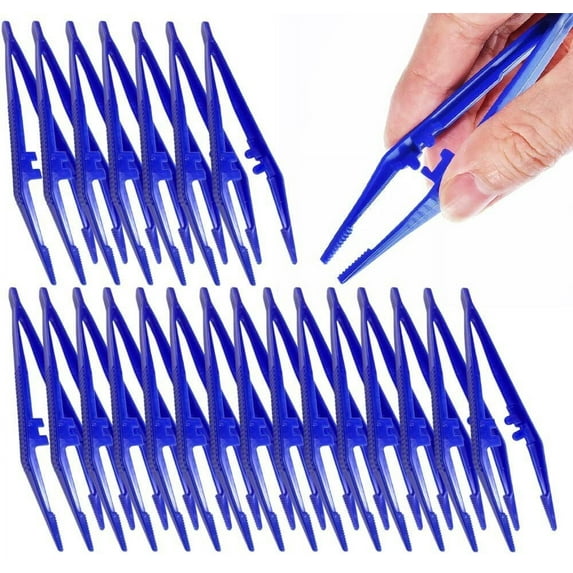 30Pcs Blue First Aid Tweezers Plastic Repair Tools Elementary Science Home Pet