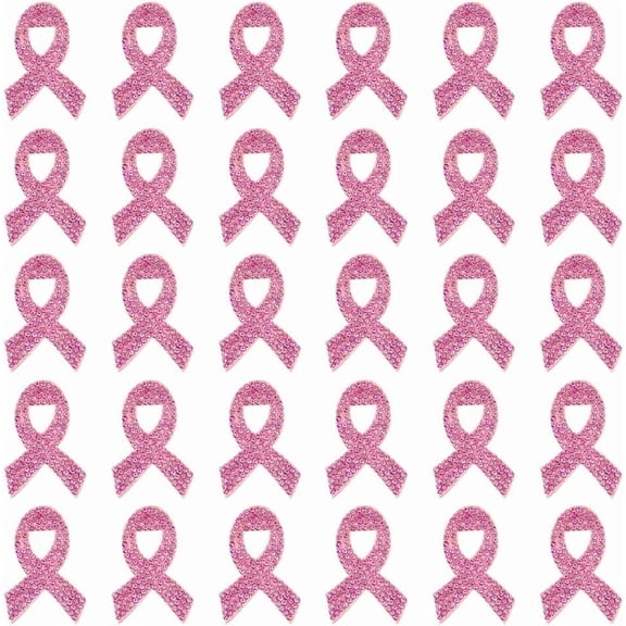 30Pcs Breast Cancer Awareness Ribbon Rhinestone Appliques Costume Accessories Rose 42x28x3.5mm for DIY