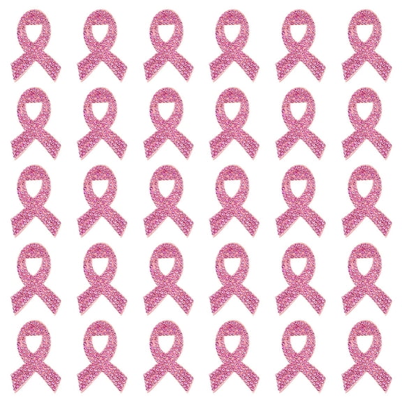 30Pcs Breast Cancer Awareness Ribbon Rhinestone Appliques Costume Accessories Rose 42x28x3.5mm