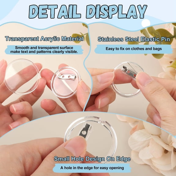 30Pcs Buttons with Lapel Pin 8mm Buttons Badge Make Yourself for Picture,DIY Pin