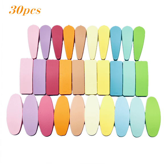 30Pcs Candy Color Matte Hair Clip for Women ,  Matte Press Button No Slip Simple BB Clip ,Colorful Square Oval Water Drop Solid Girl's Hairpin Bangs Clip