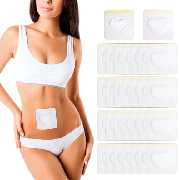 Wegreeco 30Pcs Castor Oil Pack Wrap for Belly Button, Disposable Self-Adhesive, Highly Absorbent, No Wash, White(Oil Not Included)