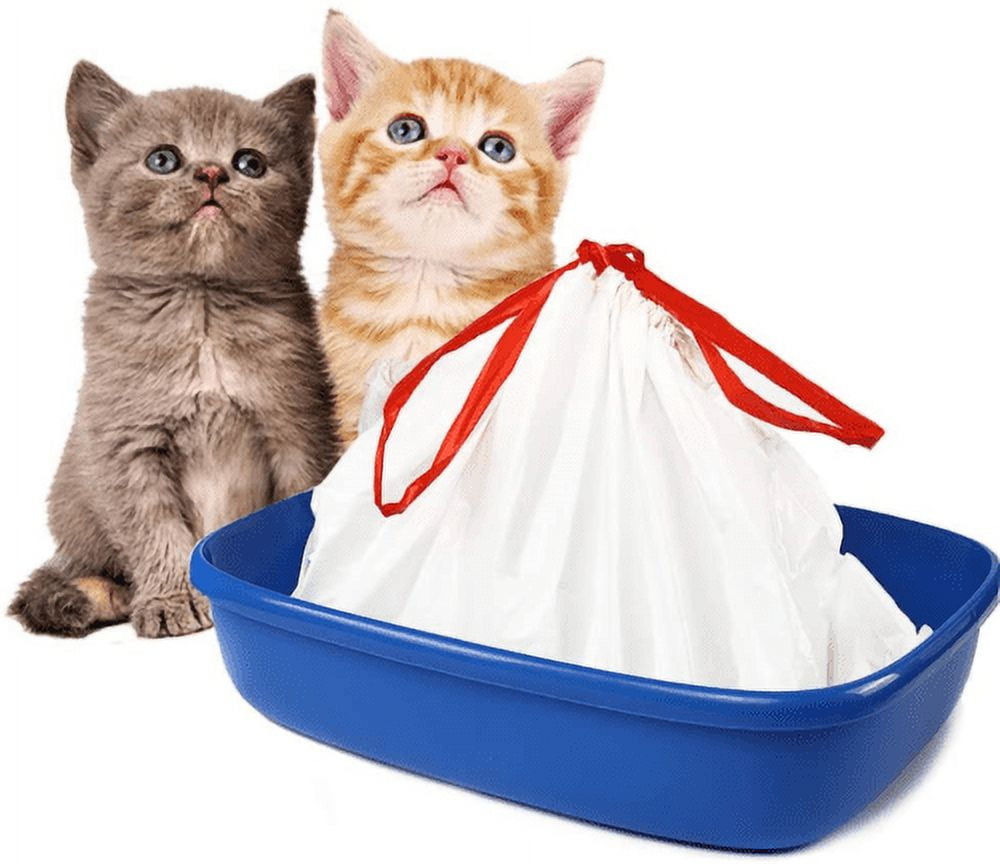 30Pcs Cat Litter Bag Jumbo Sifting Drawstring Cat Box Liner Cat Waste