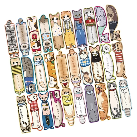 30Pcs Cats Kitten Bookmarks for Book Lover Writer Teacher Student Paper Reading Bookmarks Book Page Divider for Reading