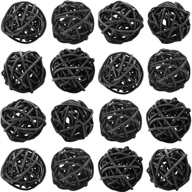 30Pcs Centerpiece Table Bowl Filler Black Wicker Balls Bulk 4mm Round Decorative Table Bowls Twig Orbs Vase Filler Wicker Ball for Christmas Halloween Wedding Table Party Decor DIY Crafts