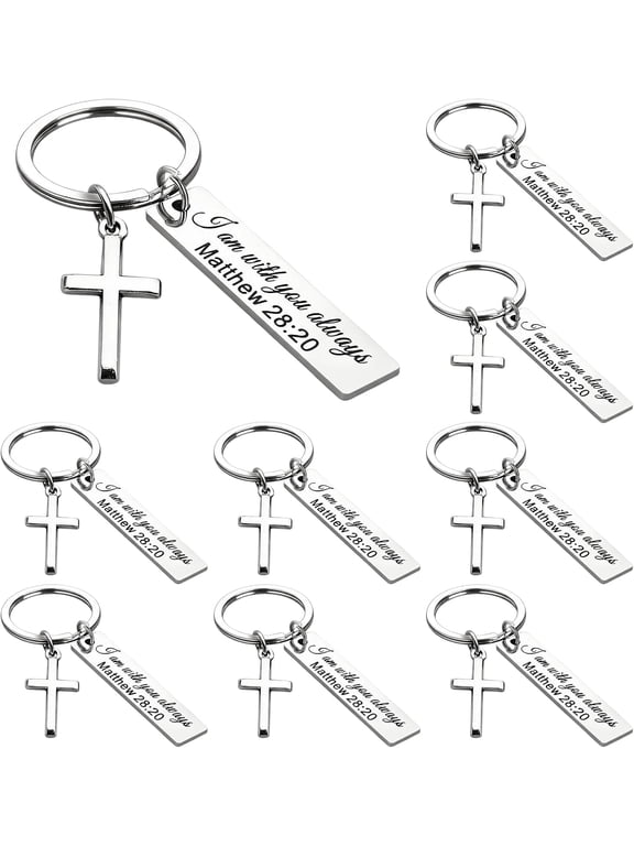 30Pcs Christian Cross Keychain Bulk, Stainless Steel Bible Key Ring with Inspirational Scripture Tag, Faith Gift for Keys, Bags