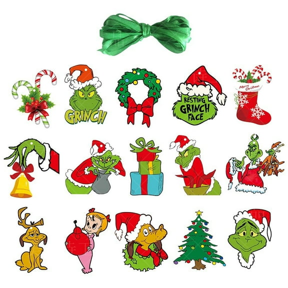 30Pcs Christmas Tree Decorations Ornaments Grinch Tree Hanging Accessories Grinch Christmas Decorations Ornaments Christmas Charms Xmas Ideas Gift Holiday Decor Craft Supplies