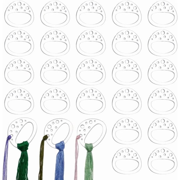 30Pcs Clear Acrylic Floss Bobbins Oval Mushroom Shape Acrylic Thread Drops Stitch Tread Bobbins Organizers Thread Winding Boards for Craft DIY Sewing Storage