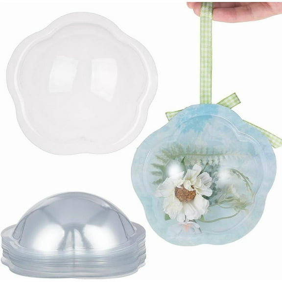 30Pcs Clear Candy Dome 5.1x1.2 Inch Flower Plastic Domes Candy Holder Shaker Domes Transparent Plastic Dimensional Dome DIY