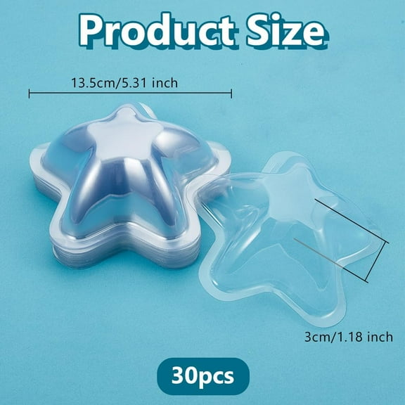 30Pcs Clear Candy Dome 5.3x1.2 Inch Star Plastic Domes Candy Holder Shaker Domes Transparent Plastic Dimensional Dome for Shaker Card Making Paper Crafting DIY Present Box
