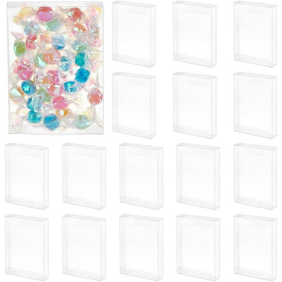 30Pcs Clear Wedding Favor Boxes 4.6x3.2x0.8Inch Transparent PVC Rectangle Gift Wrapping Box Clear Treat Box Packaging