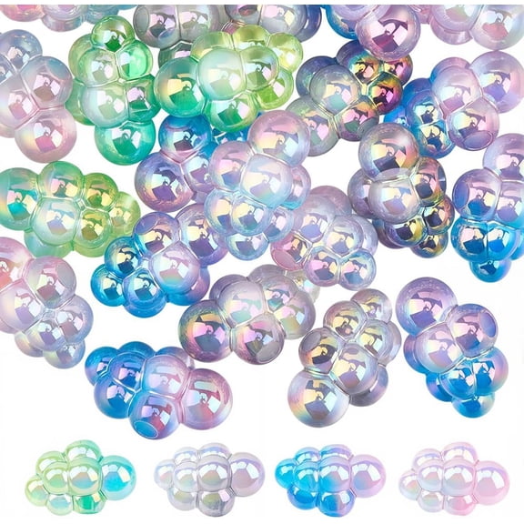 30Pcs Cloud Shaped Beads Transparent Acrylic Beads Colorful Assorted Random Cartoon Grape European Large Hole Small Loose Smooth Spacers