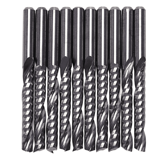 30Pcs Cnc Router Bits 3.175 x 22mm Single Flute Spiral Carbide Cnc Router Bits Milling Cutter