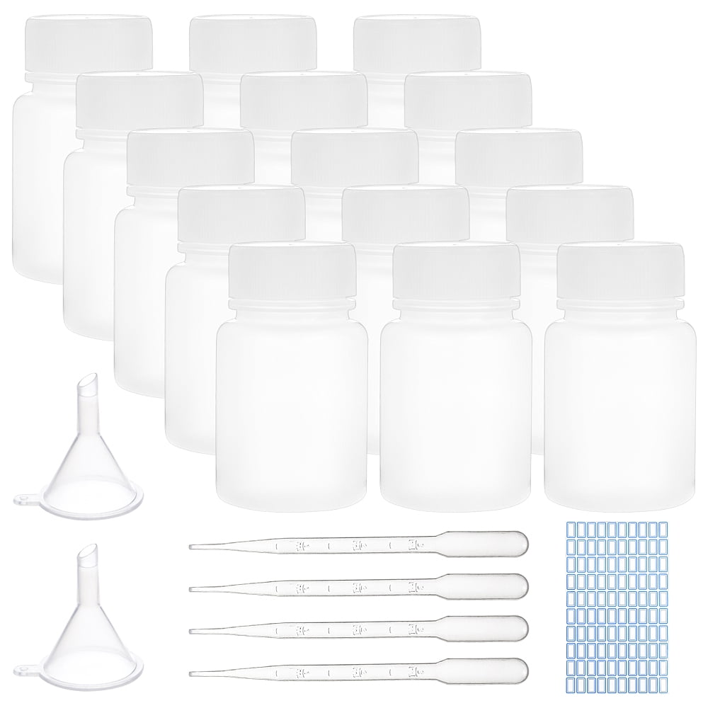 30Pcs Column Plastic Bottle with 4Pcs Plastic Funnel Hopper 10Pcs ...